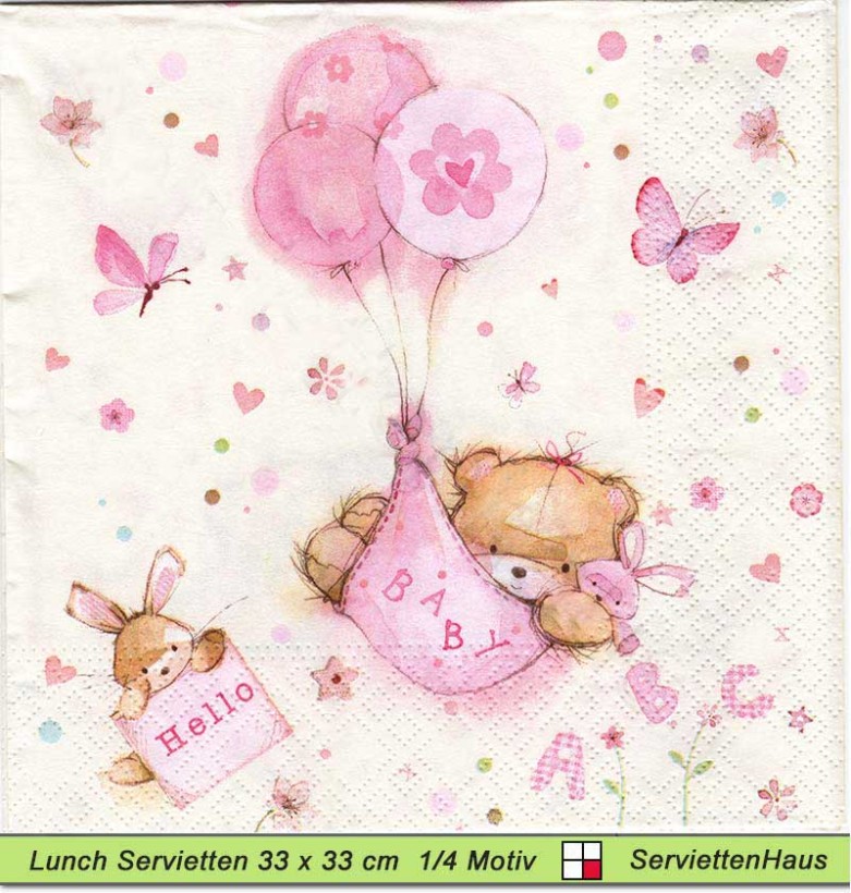 Geburt Baby rosa - 1 Lunch Serviette